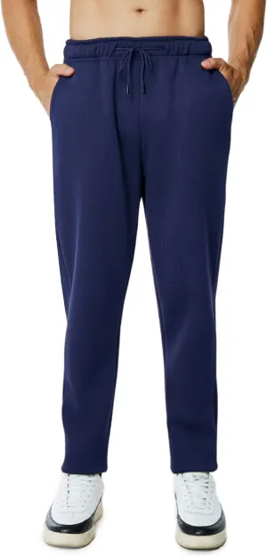 Men's Fleece Sweatpants Open Bottom Lounge Pants Casual Elastic Waist Jogger Pants with Pockets