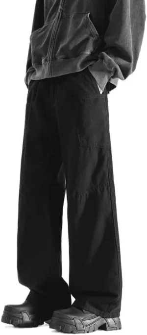 Mens Jeans Straight Leg Relaxed Fit Trendy Y2K Hip Hop Denim Cargo Pants with Pockets