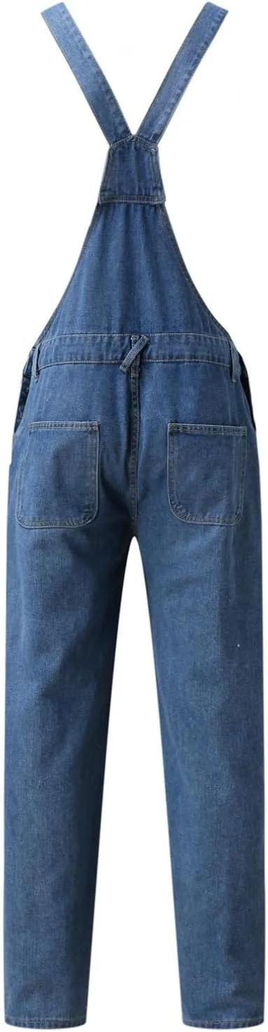 Men's Relaxed Fit Denim Bib Overalls Pro Heavy Duty One-Piece Slim Fit Jean Jumpsuit Adjustable Work Denim Dungarees