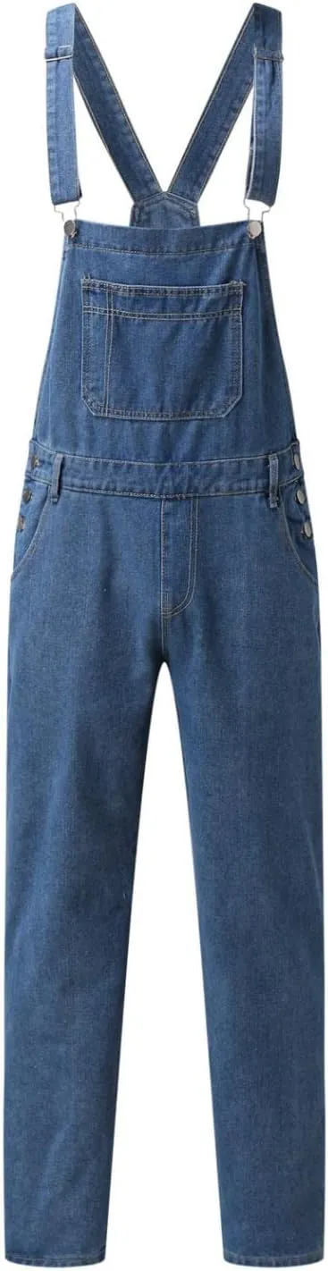 Men's Relaxed Fit Denim Bib Overalls Pro Heavy Duty One-Piece Slim Fit Jean Jumpsuit Adjustable Work Denim Dungarees
