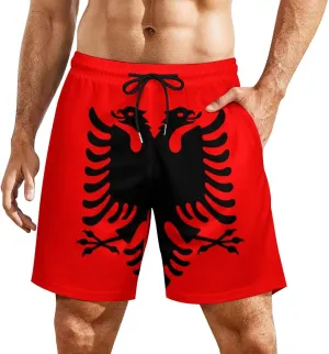 Men's Summer Flag Swim Trunks Quick Dry Surf Boardshorts Bathing Suit Shorts with Pockets