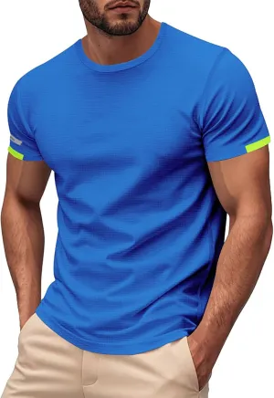 Mens Workout Shirts Quick Dry Running Athletic Moisture Wicking Tees Summer Casual Short Sleeve Crewneck Muscle Tops