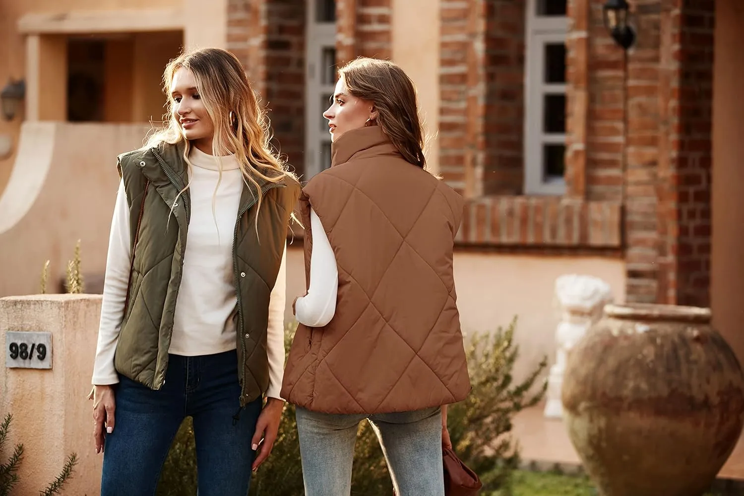 MEROKEETY Women's 2024 Winter Puffer Vest Quilted Stand Collar Zip Up Padded Gilet Coat with Pockets