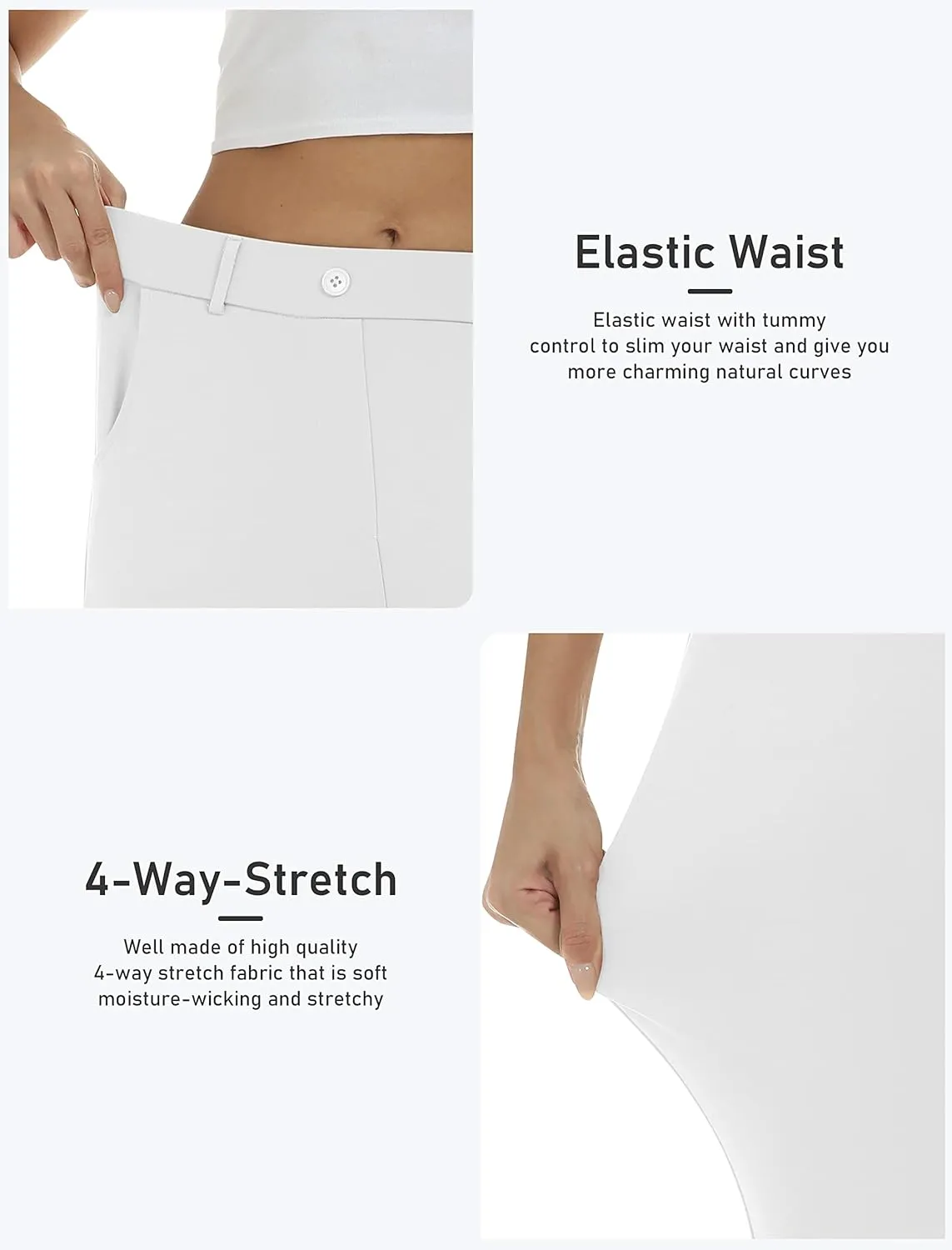 MoFiz Women's Golf Capri Pants Stretch Slim Business Casual Pants Straight Leg Yoga Dress Pants with Pockets Office Slacks
