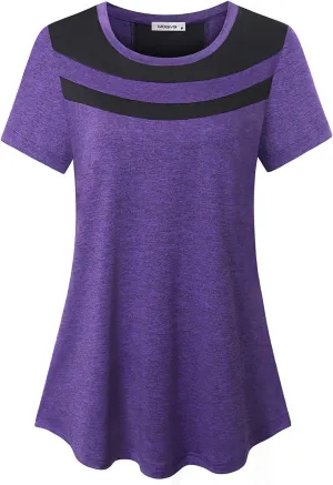 MOQIVGI Womens Short Sleeve Workout Tops Casual Wear Running Yoga Exercise Fitness Shirts Activewear