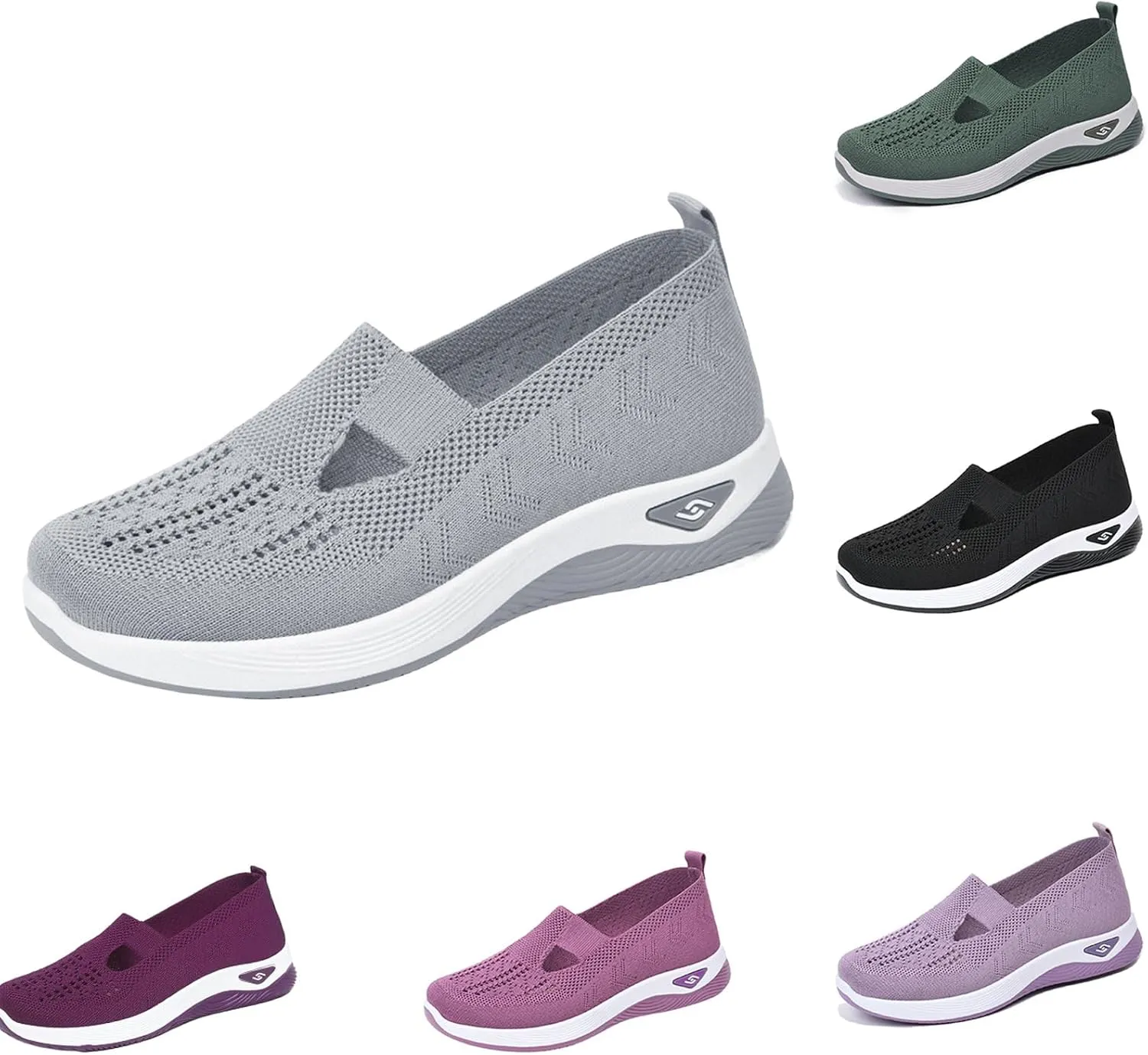 Orthopedic Walking Shoes for Women Slip on Diabetic Shoes Hands Free Slip-ins Shoe, Breathable Mesh Knitted Orthowalk Sneakers Neuropathy Plantar Fasciitis Comfort Wear Orthowear Shoe