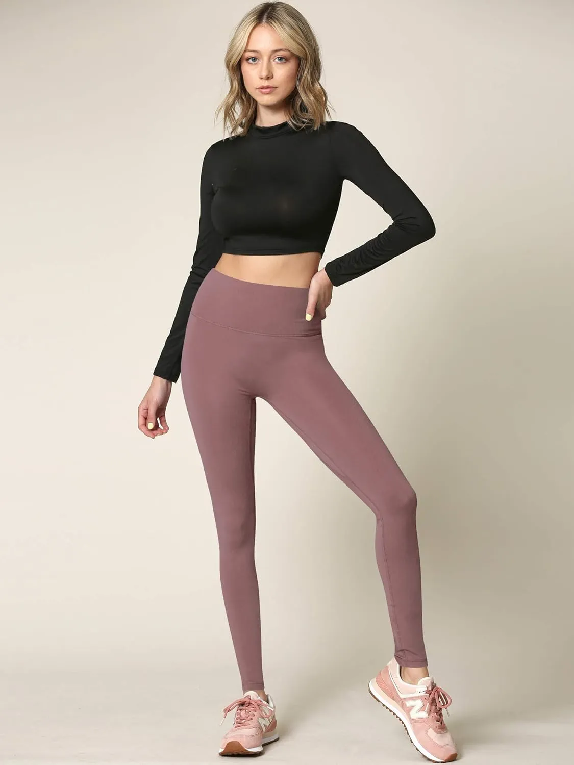 Peached Seamless Front & Side High Waisted Leggings with Inner Pocket Full-Length Yoga Pants