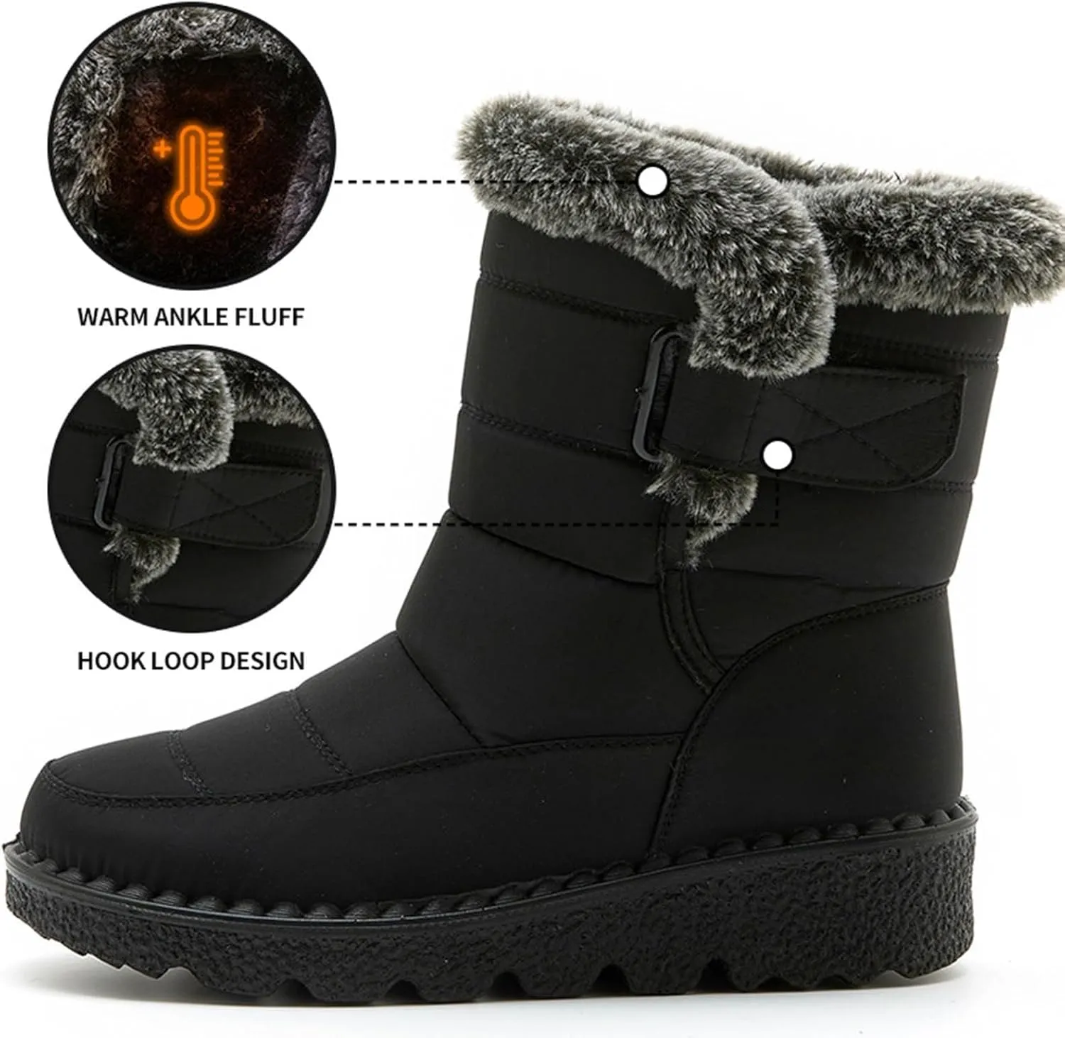 Rain Cloth Water Proof Insulated Boots for Men Plus Velvet Warm Mid Calf Boots Thick Bottom Non Snow Work Shoes for Men
