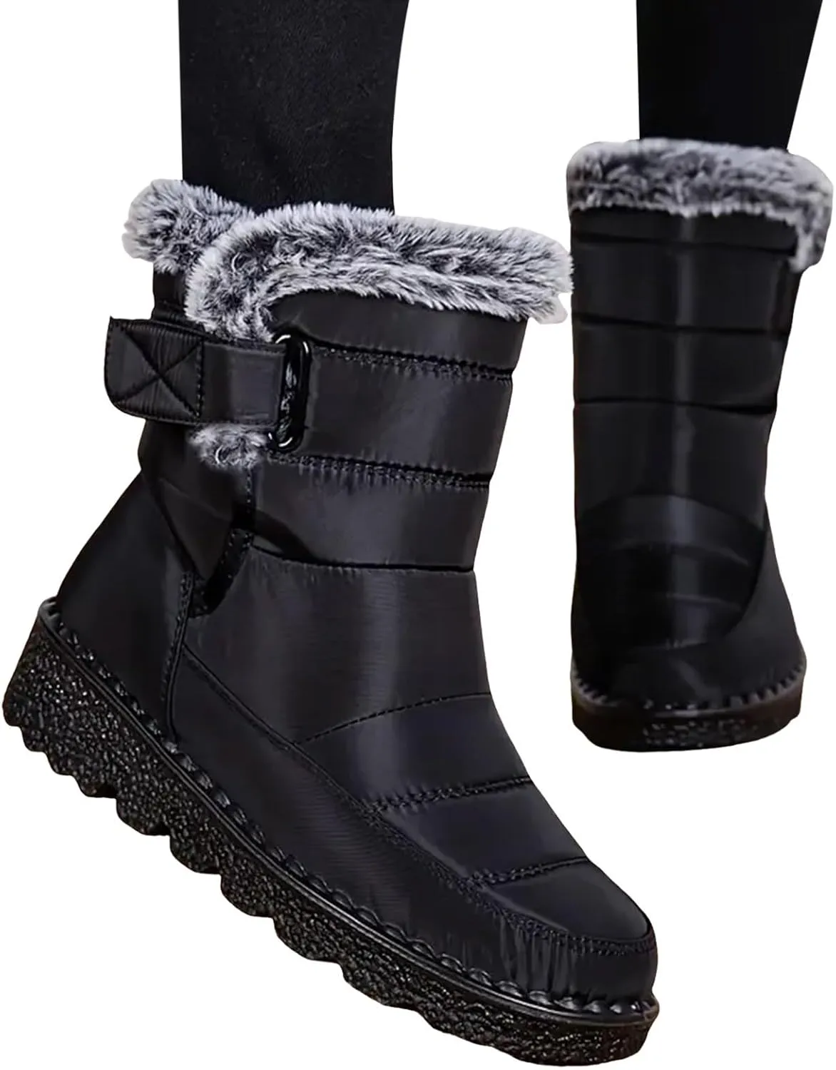 Rain Cloth Water Proof Insulated Boots for Men Plus Velvet Warm Mid Calf Boots Thick Bottom Non Snow Work Shoes for Men