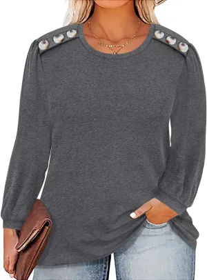 RITERA Plus Size Long Sleeve Tunic Tops for Women Henley V Neck T-Shirt V Neck Casual Blouses Fall Winter Halloween Christmas