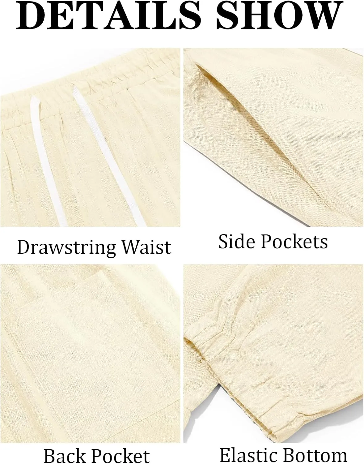 Runcati Mens Cargo Joggers Pants Casual Drawstring Waist Trousers Tapered Lightweight Pants with Pockets
