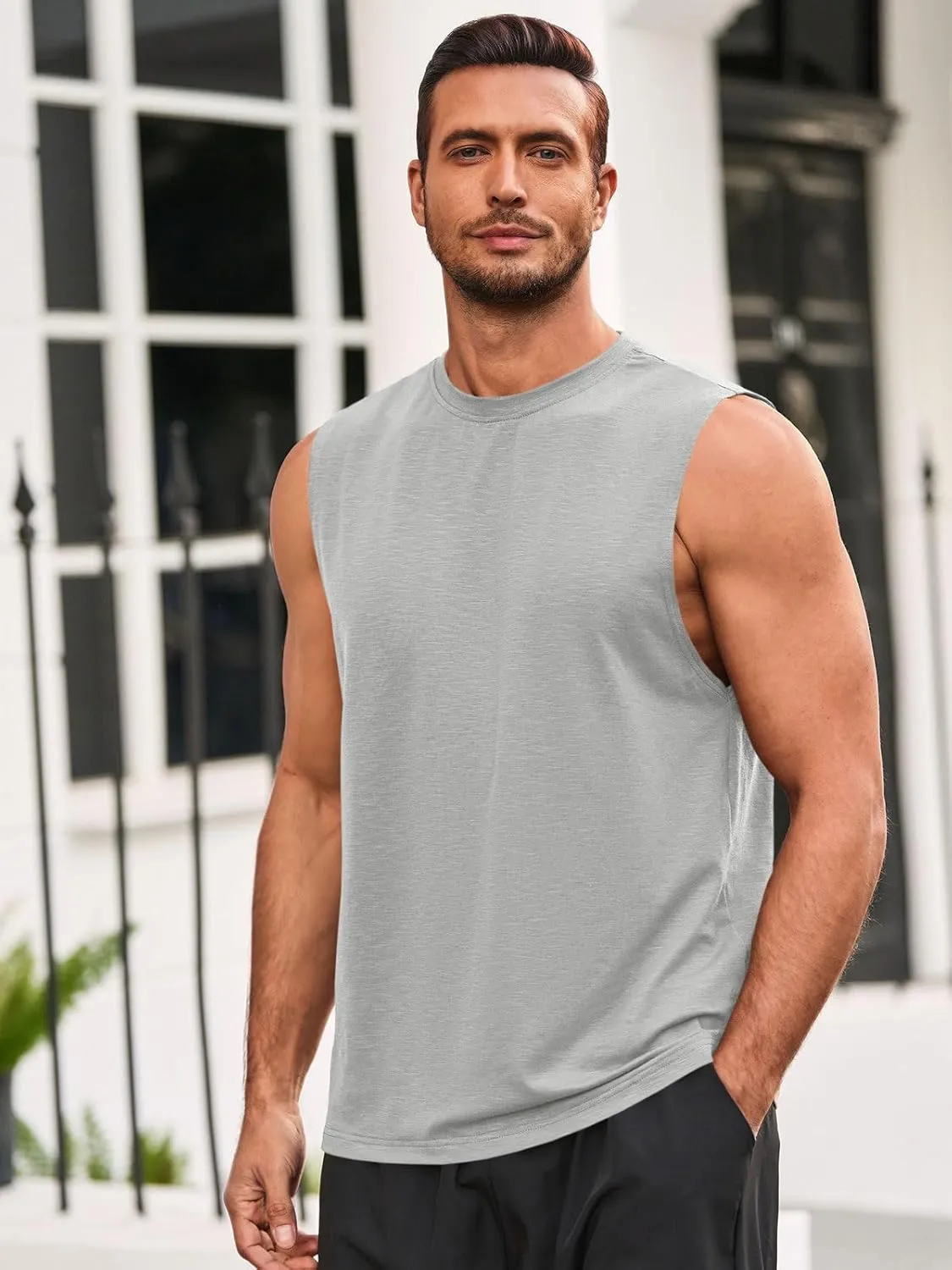 Runcati Mens Sleeveless Tank Tops Workout Athletic Muscle Shirt Casual Summer Beach T Shirts