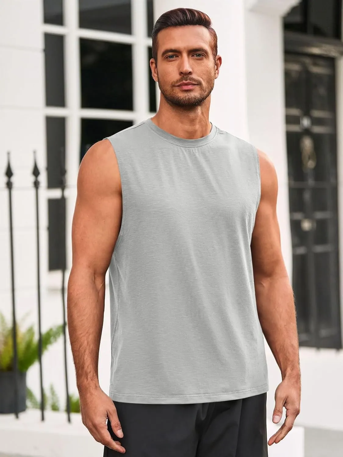 Runcati Mens Sleeveless Tank Tops Workout Athletic Muscle Shirt Casual Summer Beach T Shirts