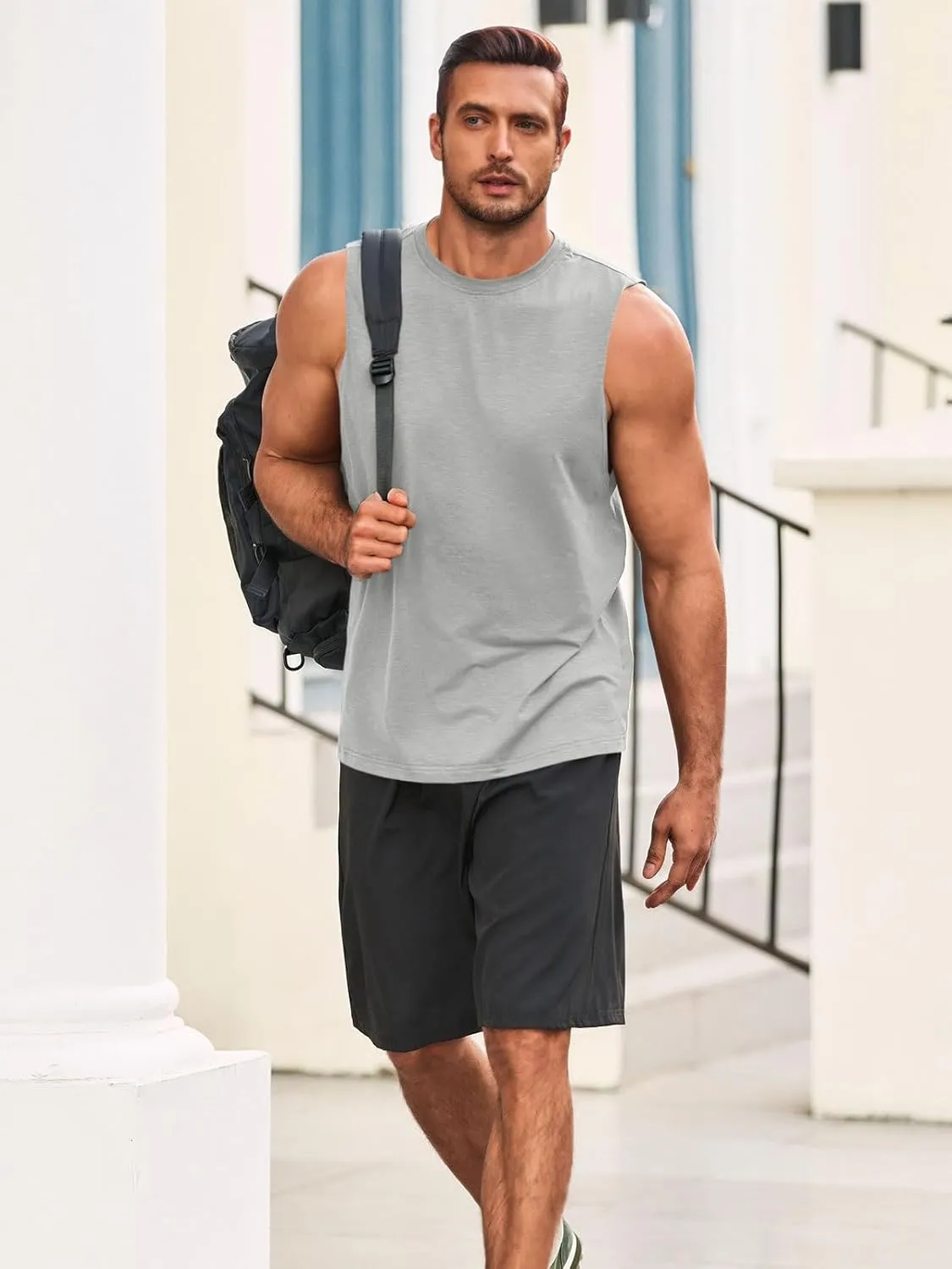 Runcati Mens Sleeveless Tank Tops Workout Athletic Muscle Shirt Casual Summer Beach T Shirts