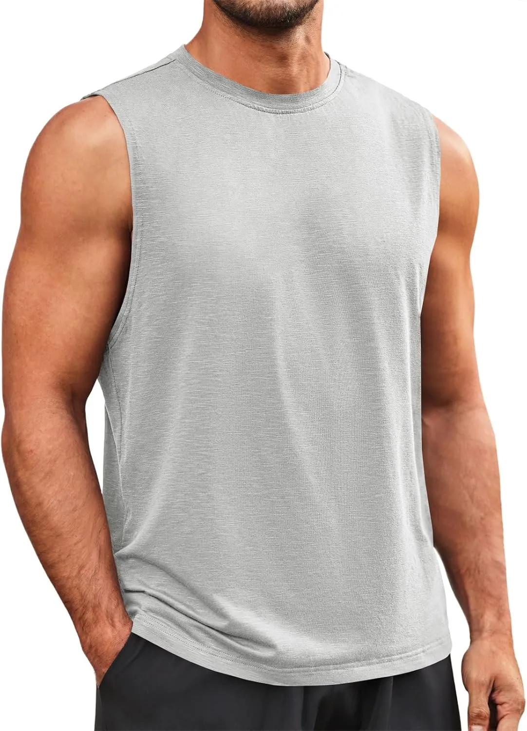 Runcati Mens Sleeveless Tank Tops Workout Athletic Muscle Shirt Casual Summer Beach T Shirts