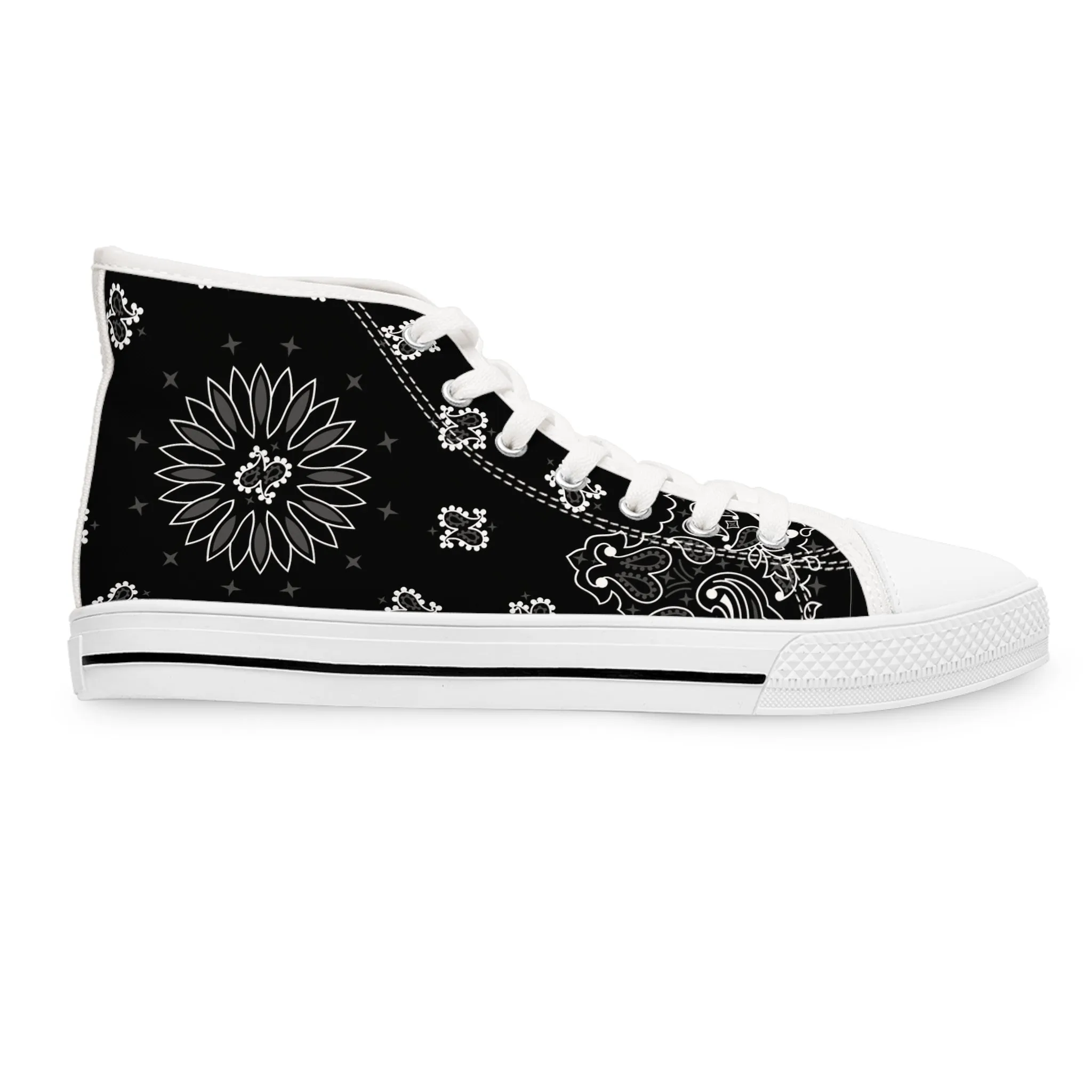Schwarze Bandana High Top Sneakers für Damen – Stylisch & Fun