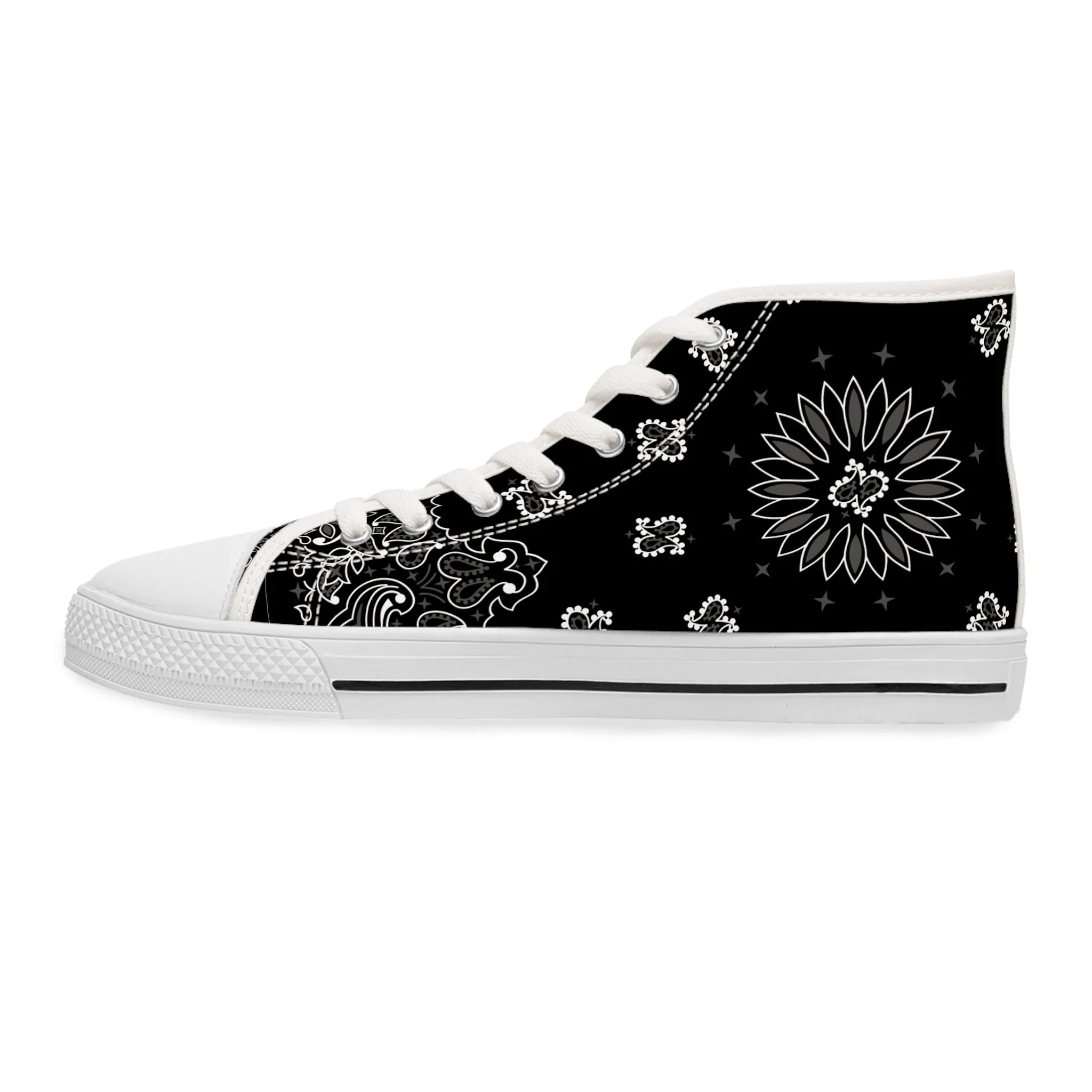 Schwarze Bandana High Top Sneakers für Damen – Stylisch & Fun