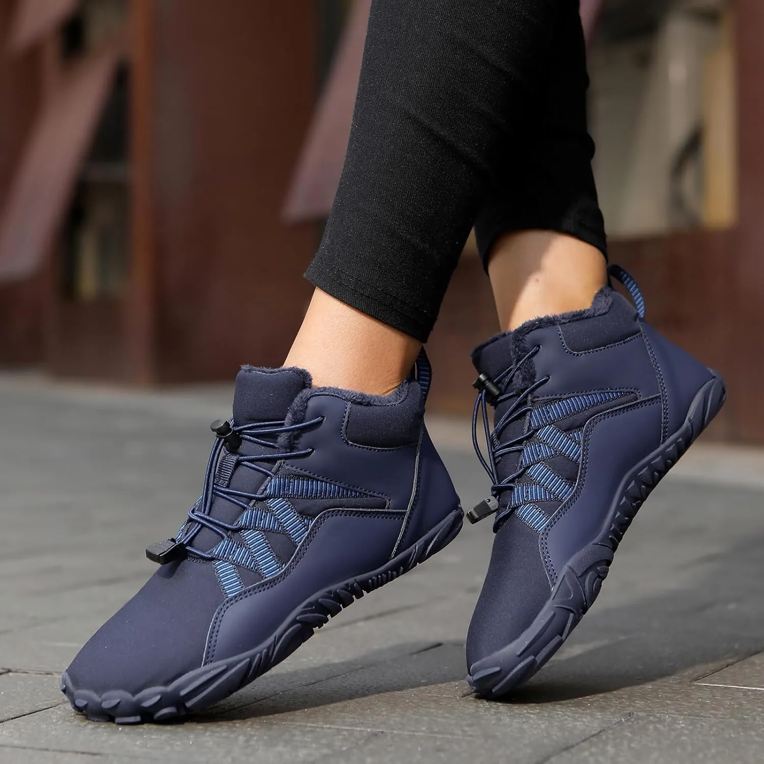 Snow Boots for Women&Men Winter Boots Barefoot Women's Men's Warm Faux Fur Lined Waterproof Snow Sneakers Wide Toe Box Zero Drop Ankle Booties Slip On Minimalist Barefoot Winter Casual Shoes