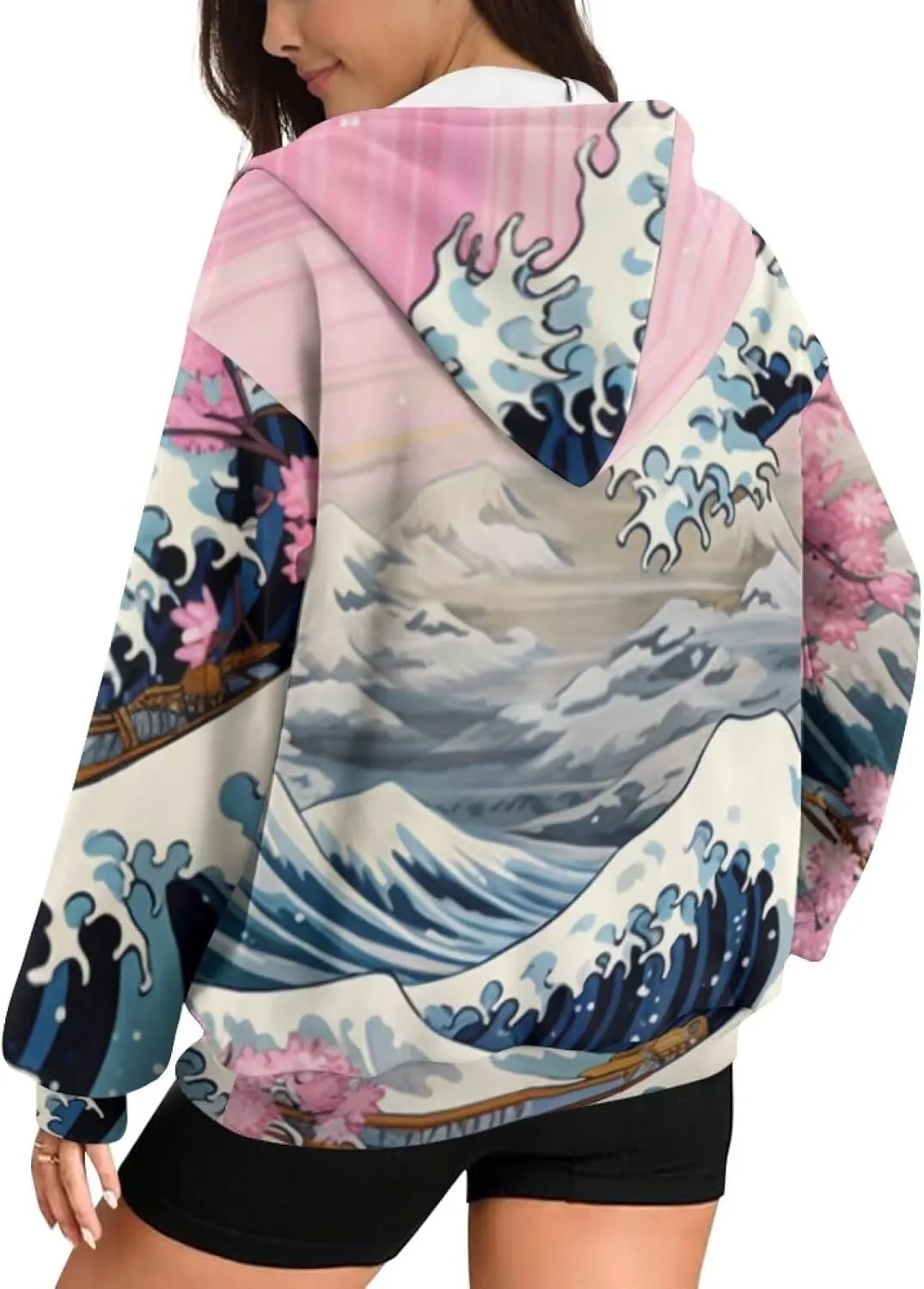 Starry Night Painting Women Full Zip-Up Hoodies 3D Print Graphic Sweatshirts Cool Novelty Hooded Hoodie