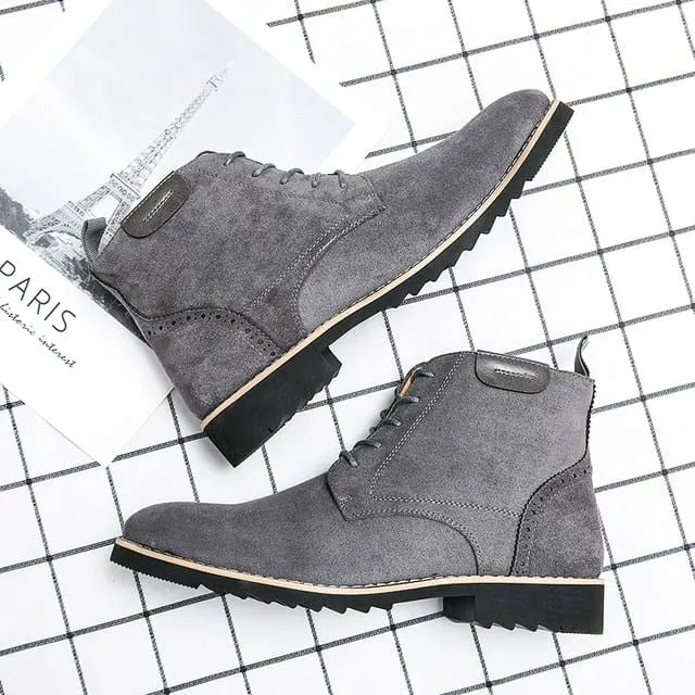Suede Leather Boots Men Shoes Autumn Shoes Fashion Chelsea Boots Leather Business Dress Ankle Boots   S4540820