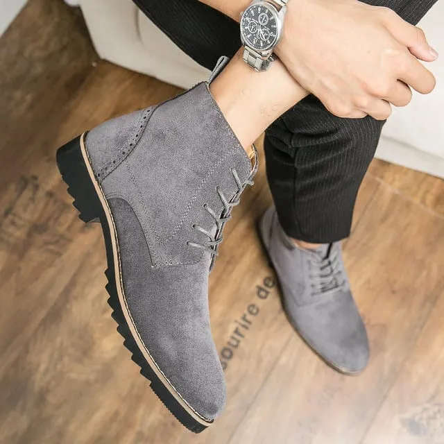 Suede Leather Boots Men Shoes Autumn Shoes Fashion Chelsea Boots Leather Business Dress Ankle Boots   S4540820