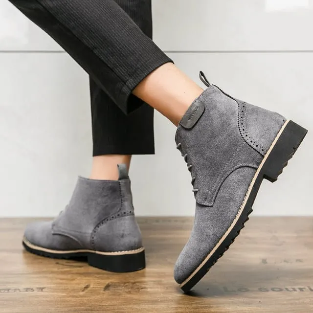 Suede Leather Boots Men Shoes Autumn Shoes Fashion Chelsea Boots Leather Business Dress Ankle Boots   S4540820