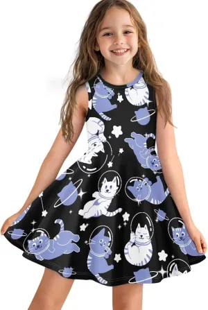 Summer Dresses Girls Elegant Sweet Midi Spring Sundresses Party Dresses Sleeveless Suitable 3-16 Years Old