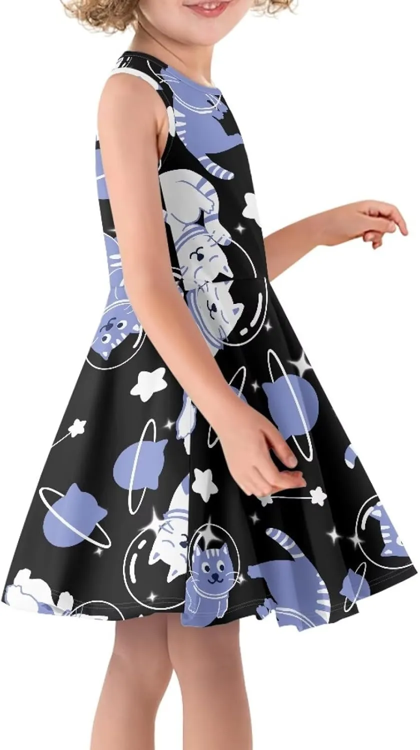 Summer Dresses Girls Elegant Sweet Midi Spring Sundresses Party Dresses Sleeveless Suitable 3-16 Years Old