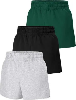 SUNBS 3 Pack Womens Sweat Shorts Casual Lounge Cotton Trendy Summer Running High Waisted Athletic Clothes