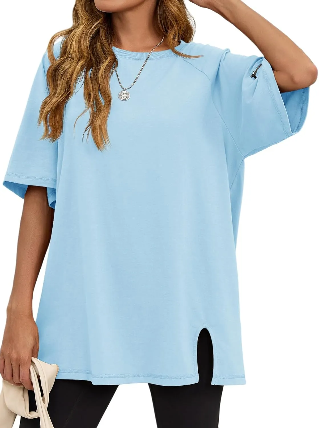 Tankaneo Womens Oversized Workout Tshirts Split Hem Raglan Short Sleeve Tops Summer Casual Loose Fit Tee Shirt