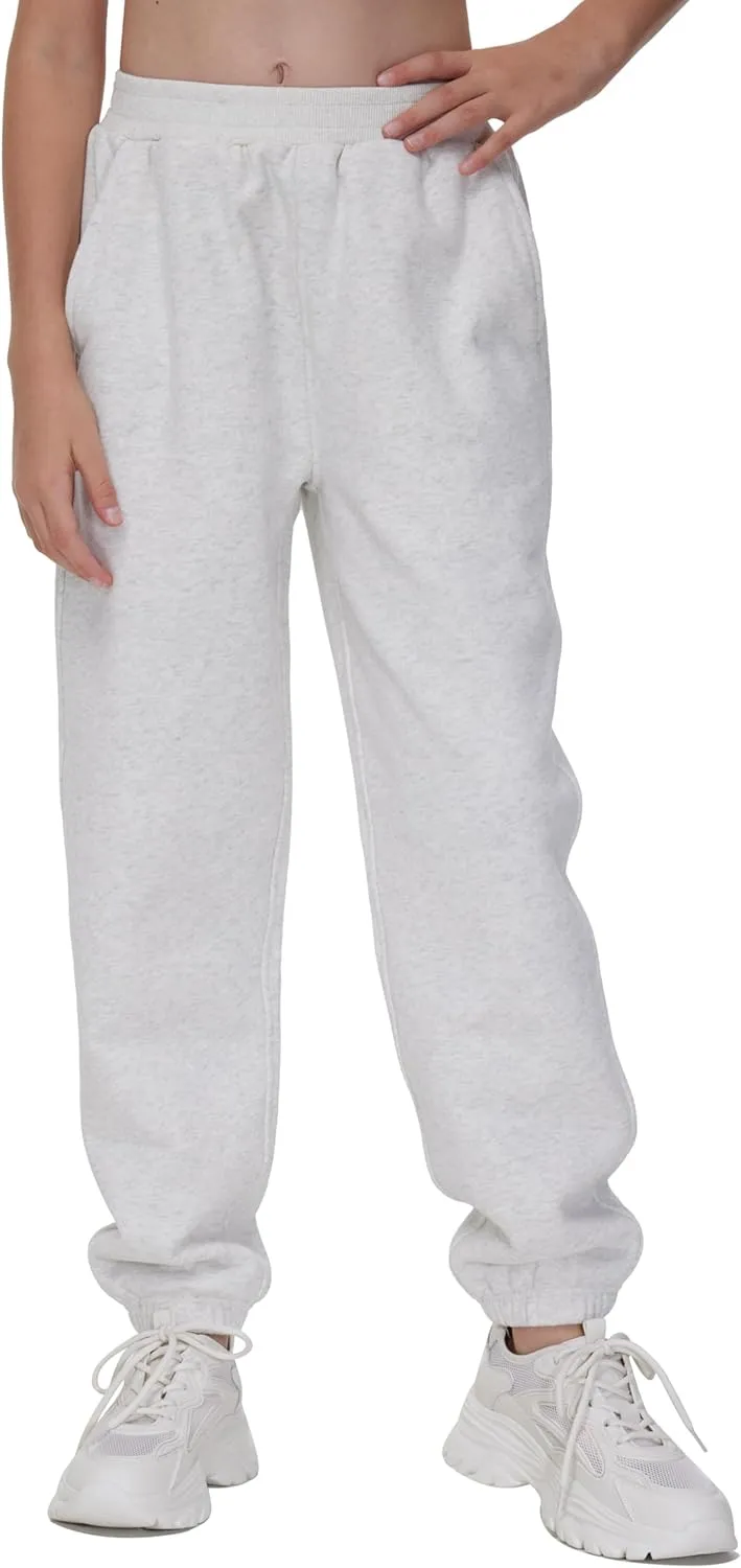 THE GYM PEOPLE Girl's Fleece Tapered Workout Sweatpants Warm Soft Athletic Joggers Pants with Pockets