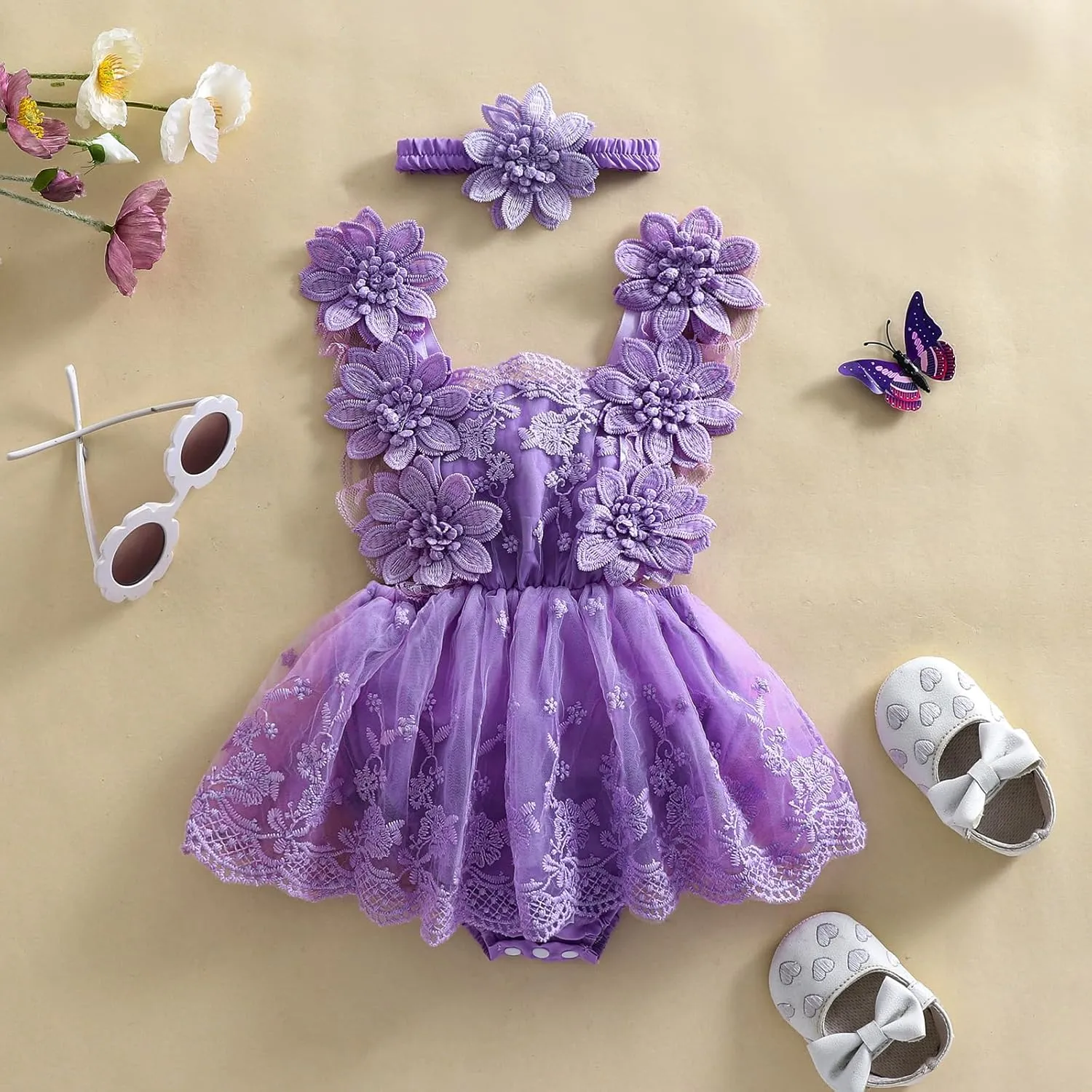 Toddler Baby Girl Summer Cute Clothes Lace Skirt Dress Princess Romper Sleeveless Flower Newborn Infant Outfit