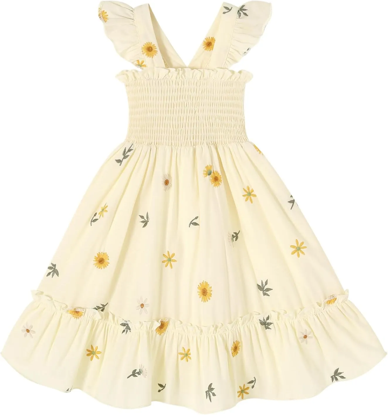 Toddler Baby Girls Dress Floral Embroidered Boho Sleeveless Beach Butterfly Sundress