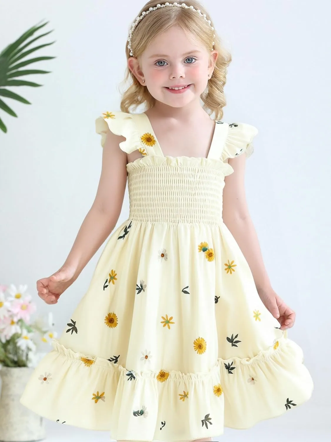 Toddler Baby Girls Dress Floral Embroidered Boho Sleeveless Beach Butterfly Sundress