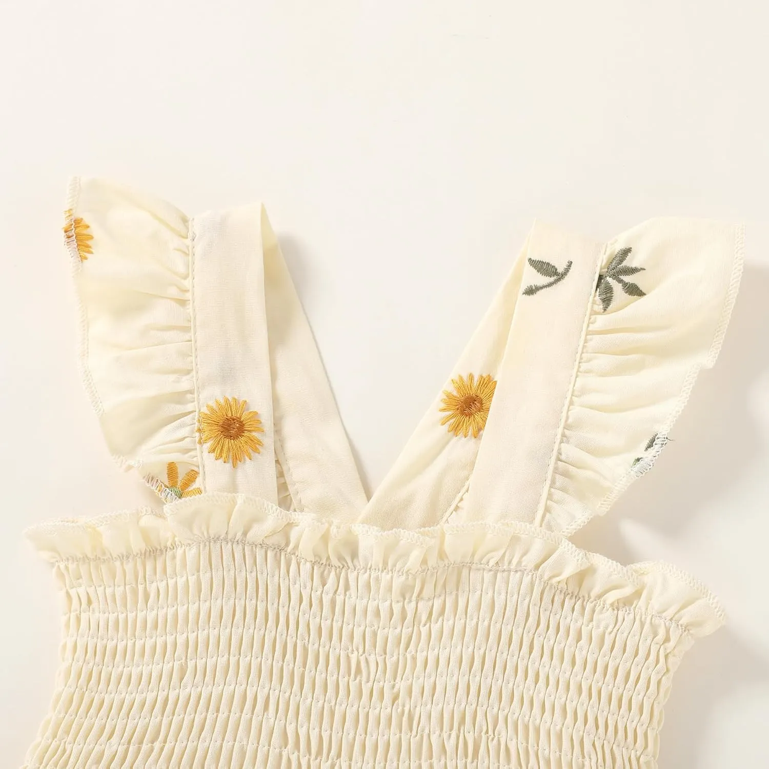 Toddler Baby Girls Dress Floral Embroidered Boho Sleeveless Beach Butterfly Sundress