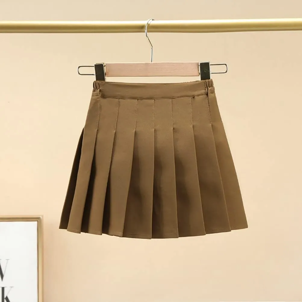 Toddler Baby Girls Pleated Skirt Elastic Waist School Uniform Mini Short Skirt