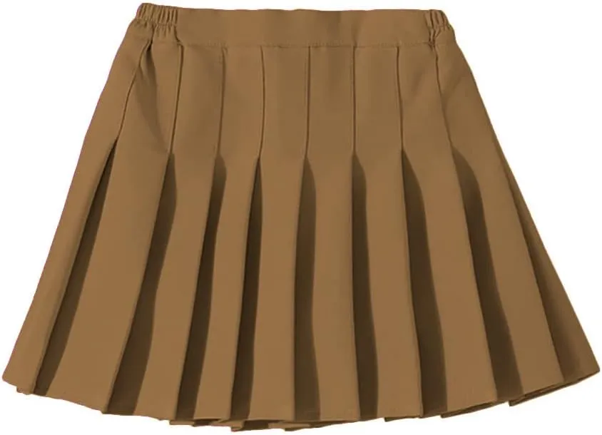 Toddler Baby Girls Pleated Skirt Elastic Waist School Uniform Mini Short Skirt