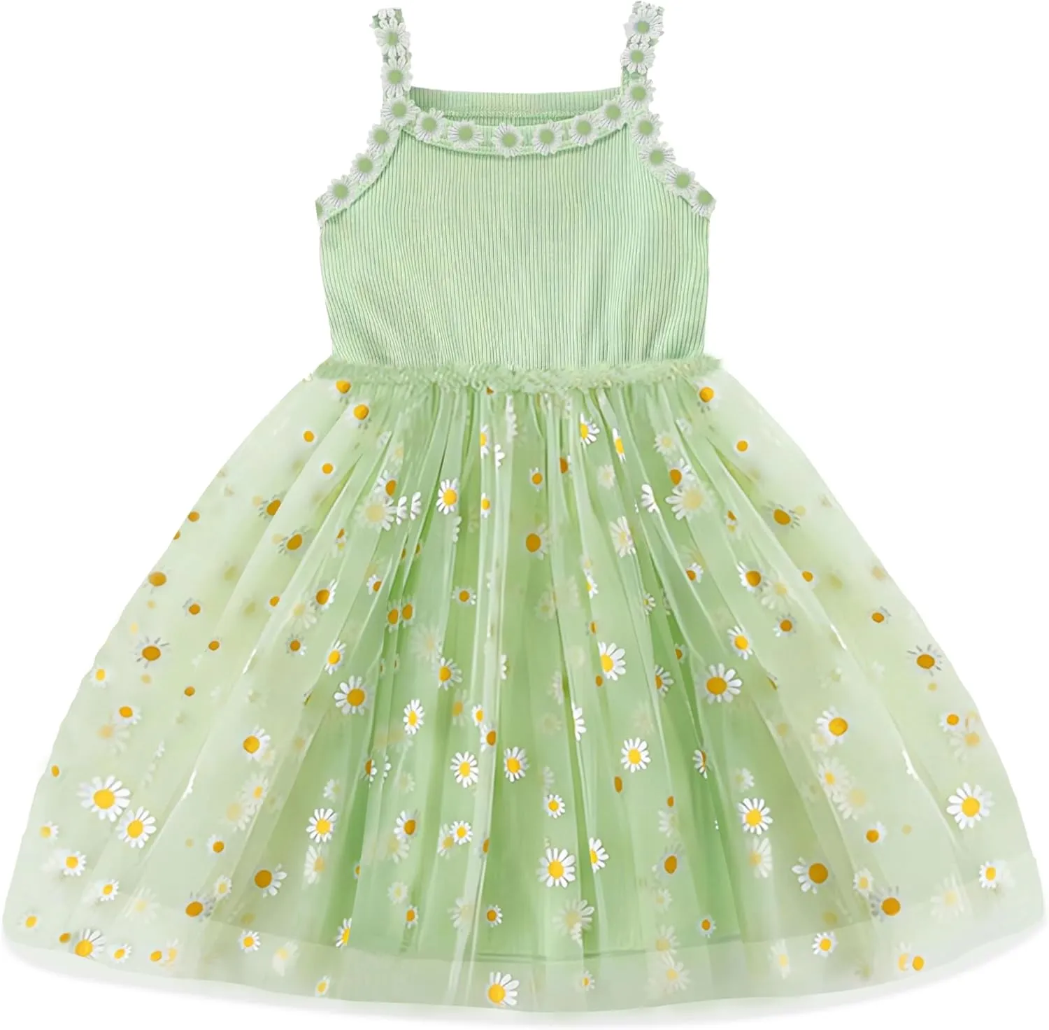 Toddler Girls Dress Cotton Princess Tulle Dresses Daisy Hem Tutu Kids Casual Sundress18M-8 Years