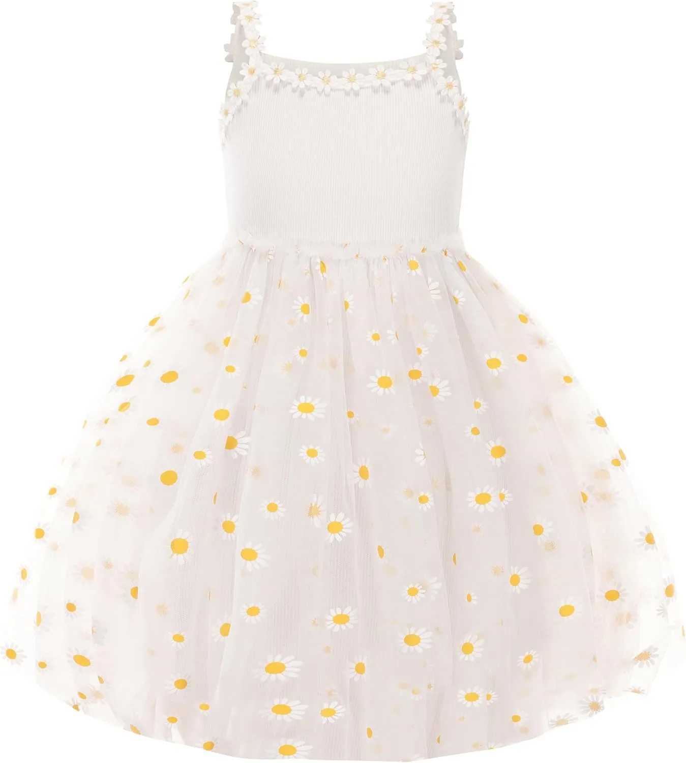 Toddler Girls Dress Cotton Princess Tulle Dresses Daisy Hem Tutu Kids Casual Sundress18M-8 Years
