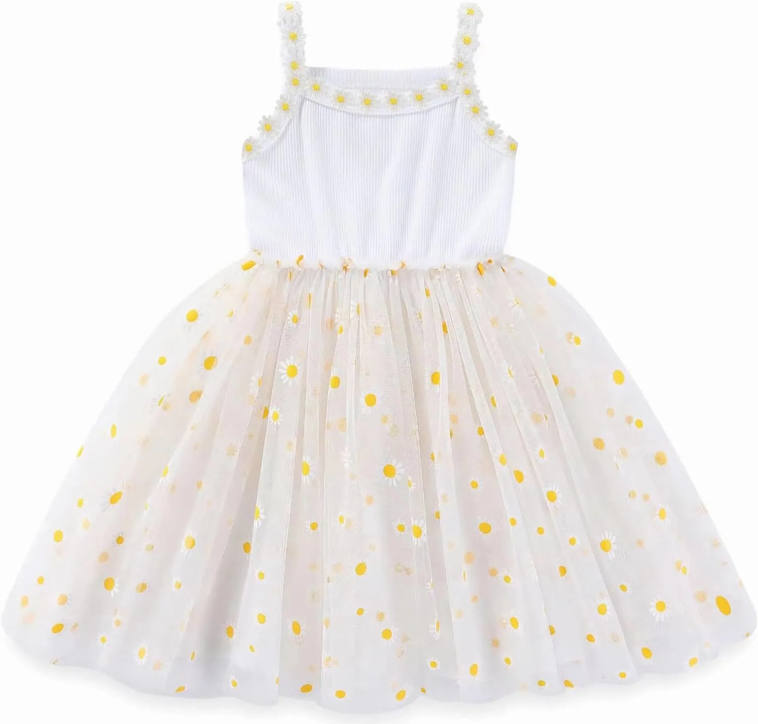 Toddler Girls Dress Cotton Princess Tulle Dresses Daisy Hem Tutu Kids Casual Sundress18M-8 Years