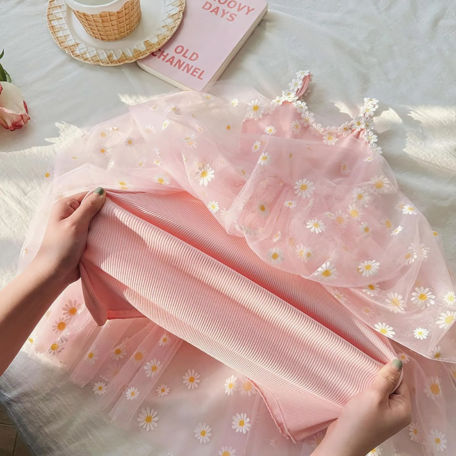 Toddler Girls Dress Cotton Princess Tulle Dresses Daisy Hem Tutu Kids Casual Sundress18M-8 Years