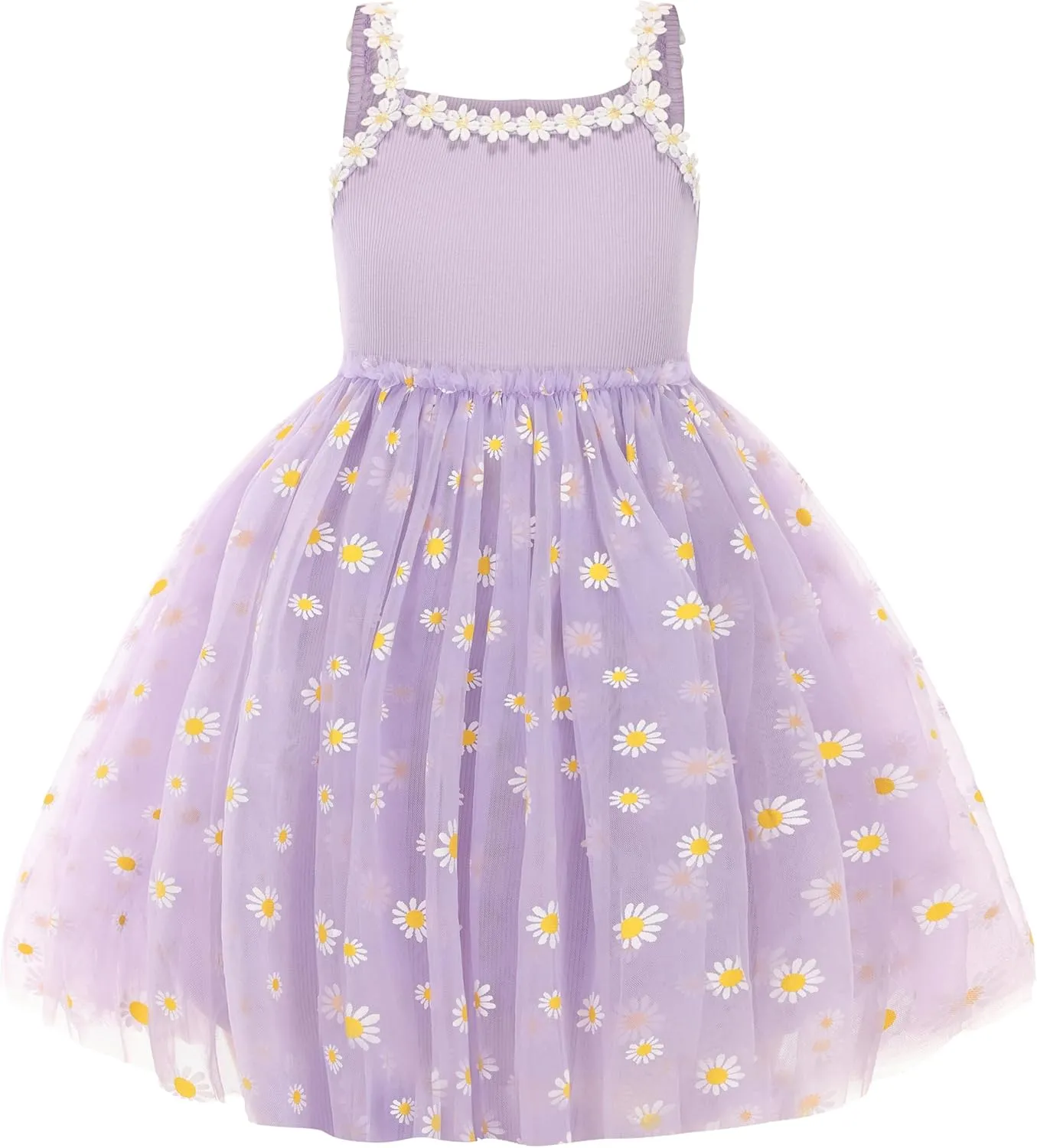 Toddler Girls Dress Cotton Princess Tulle Dresses Daisy Hem Tutu Kids Casual Sundress18M-8 Years