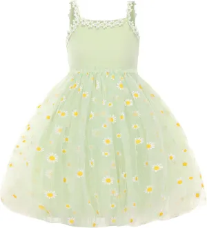 Toddler Girls Dress Cotton Princess Tulle Dresses Daisy Hem Tutu Kids Casual Sundress18M-8 Years