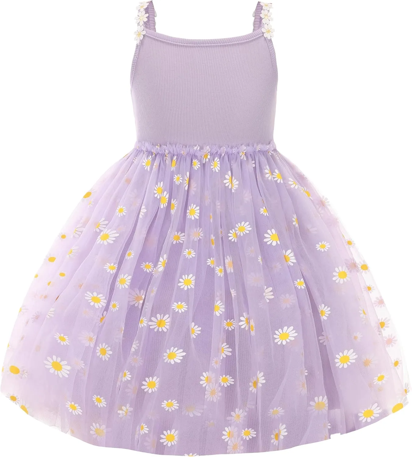 Toddler Girls Dress Cotton Princess Tulle Dresses Daisy Hem Tutu Kids Casual Sundress18M-8 Years