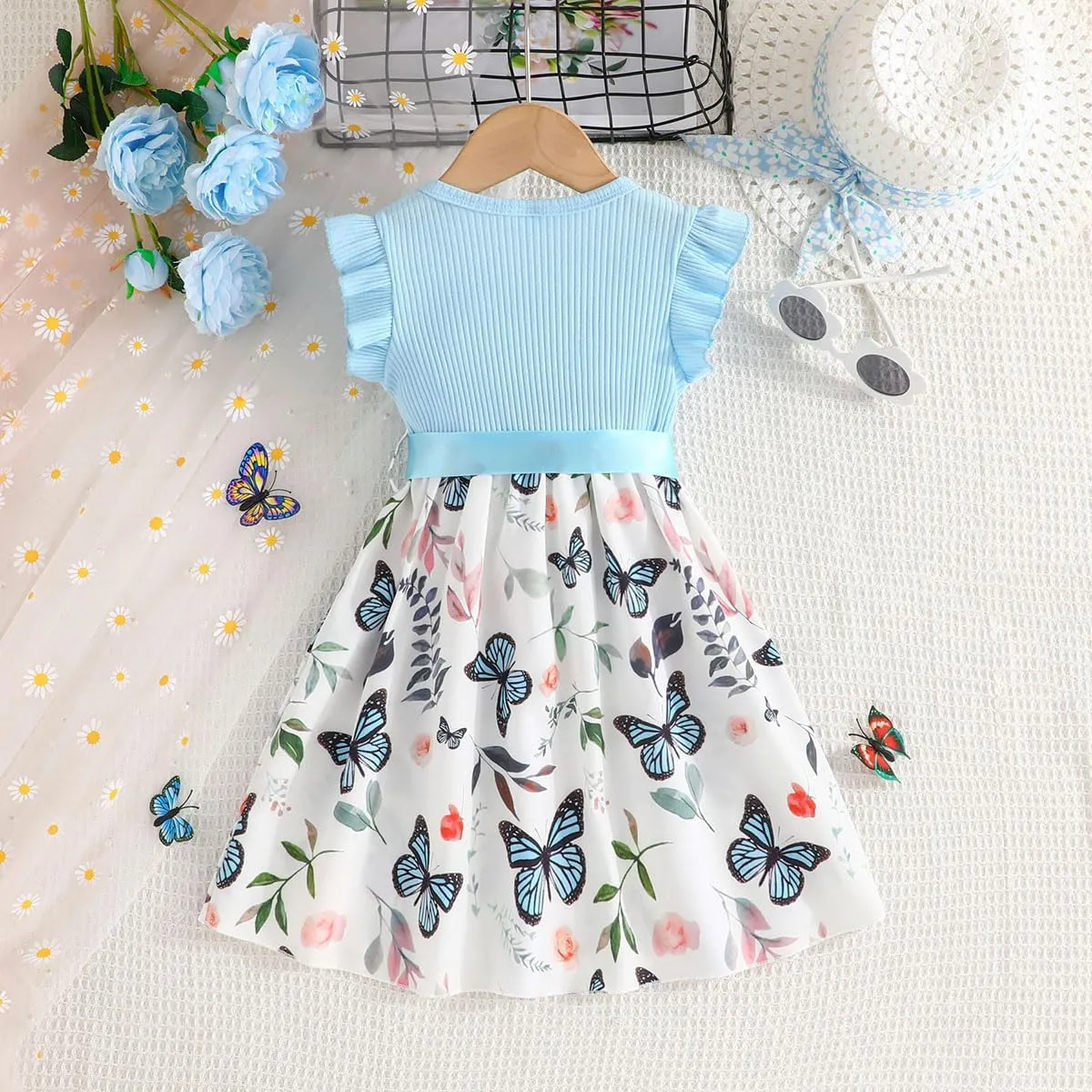 Toddler Girls Dress, Ruffle Sleeveless Summer Baby Girl Fashion Dresses 3-8Y