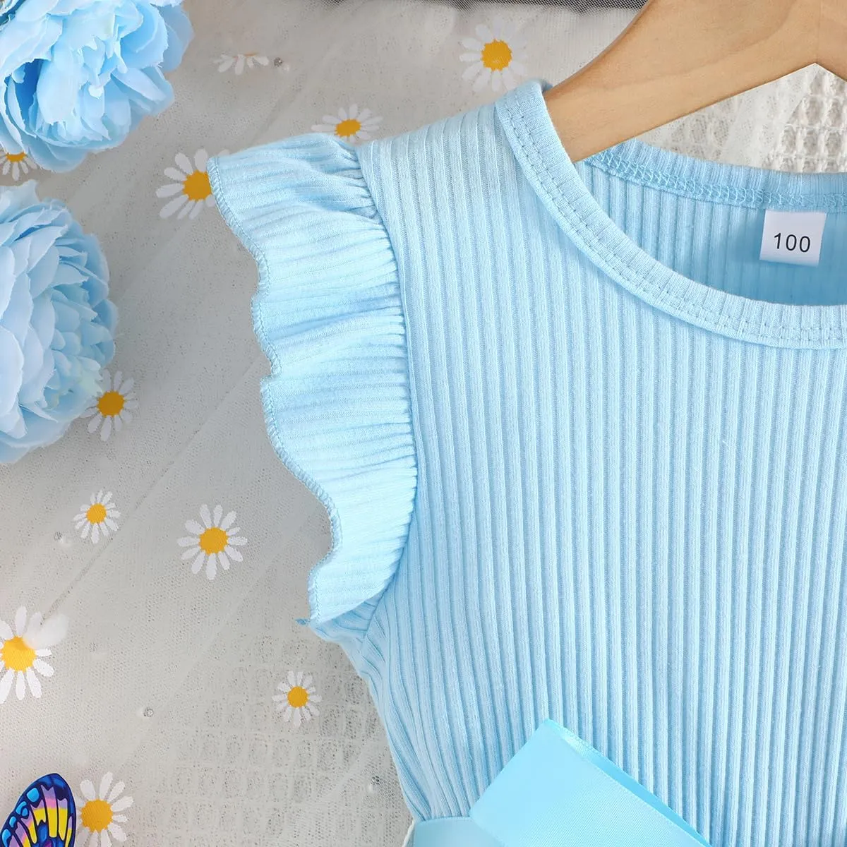 Toddler Girls Dress, Ruffle Sleeveless Summer Baby Girl Fashion Dresses 3-8Y