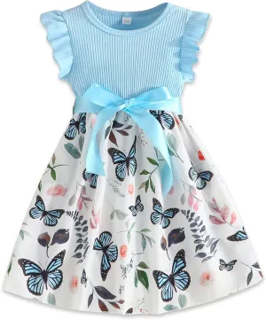 Toddler Girls Dress, Ruffle Sleeveless Summer Baby Girl Fashion Dresses 3-8Y
