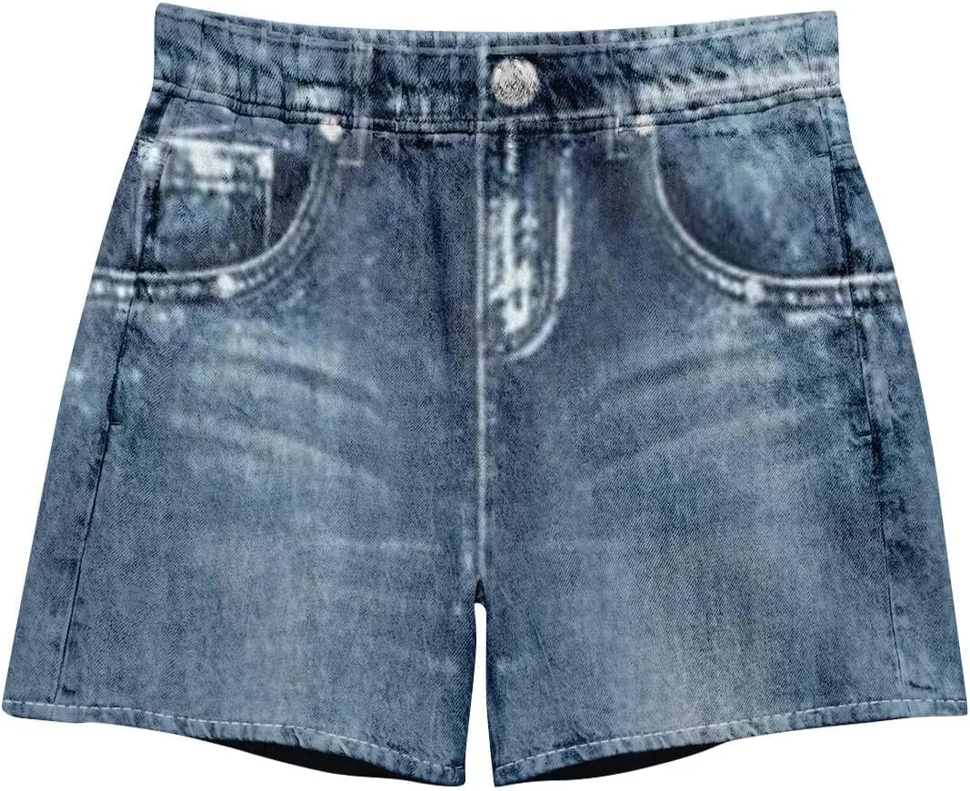 TWGONE Womens Sweatpants Shorts Stretchy High Waisted Denim Printed Bermuda Shorts Sweat Pants That Look Like Jeans