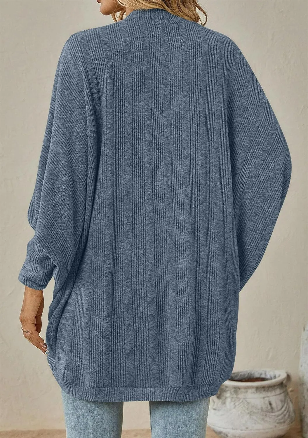 TYQQU Women's Long Sleeve Slouchy Cardigan Cable Knit Open Front Sweater Fashion Casual Outerwear