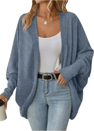 TYQQU Women's Long Sleeve Slouchy Cardigan Cable Knit Open Front Sweater Fashion Casual Outerwear
